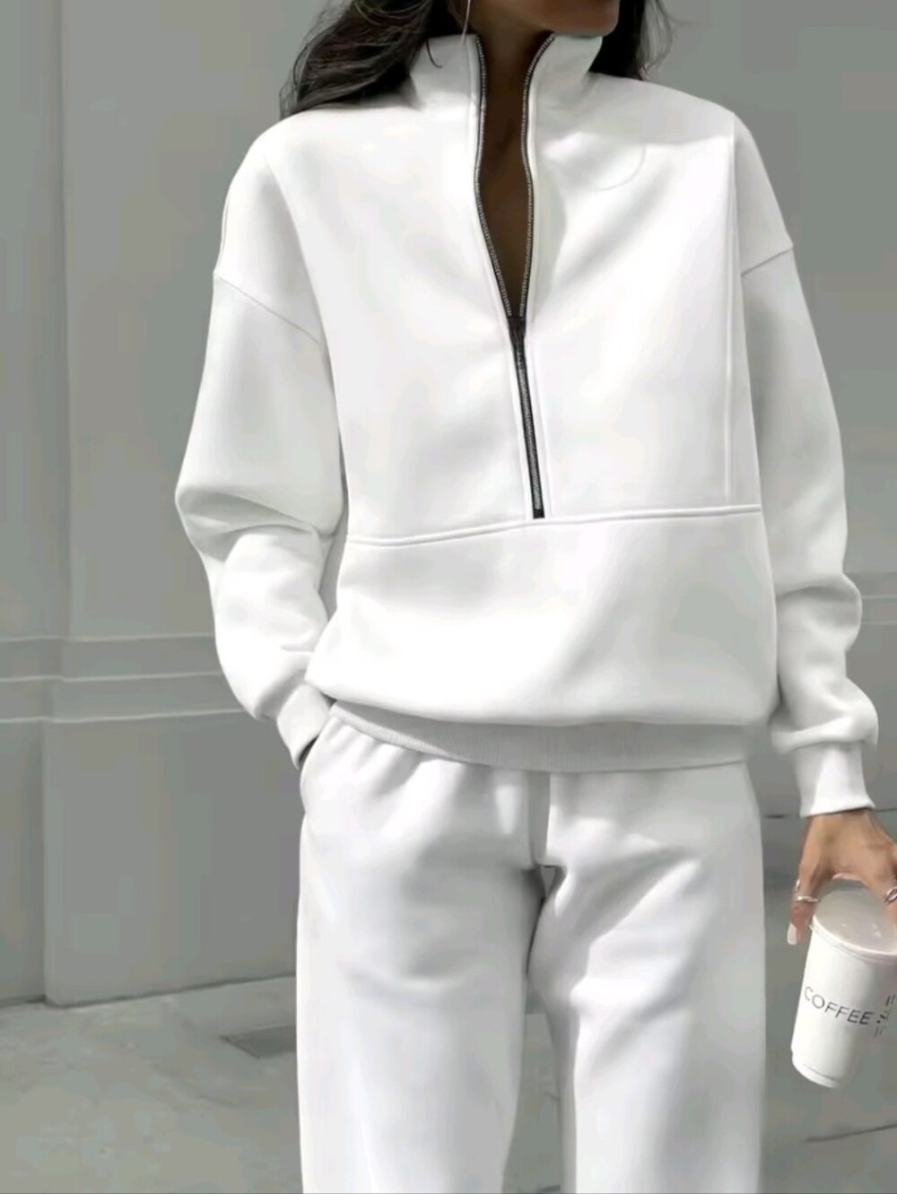 Women's Half Zip 2Pcs Tracksuit Set Long Sleeve Sweatshirt And Jogger Pants